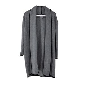 Lark + Grey Women's Herringbone Knit Shawl Collar Open Front Long Cardigan - S